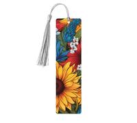 Marque-page en bois jaune tournesol avec pampille pour femme et homme - Marque-page de lecture - Cadeau pour les amateurs de livres