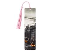 Marque-page en bois « Love from New York » pour homme et femme, fait à la main avec pendentif en forme de pampille en bois brut - Marque-pages cadeaux à suspendre pour les amateurs de livres