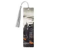 Marque-page en bois « Love from New York » pour homme et femme, fait à la main avec pendentif en forme de pampille en bois brut - Marque-pages cadeaux à suspendre pour les amateurs de livres