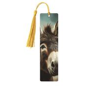 Marque-page en bois - Marque-page âne avec pompons - Marque-page vintage créatif en bois pour les amoureux des livres - Cadeau de Noël pour hommes et femmes