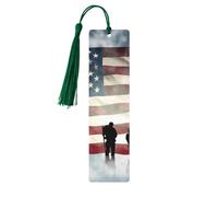 Marque-page en bois - Marque-page drapeau américain pour la Journée des anciens combattants avec pompons - Marque-page vintage créatif en bois pour les amoureux des livres - Marque-pages de lecture fa