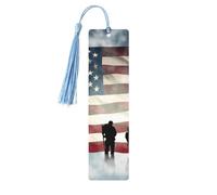 Marque-page en bois - Marque-page drapeau américain pour la Journée des anciens combattants avec pompons - Marque-page vintage créatif en bois pour les amoureux des livres - Marque-pages de lecture fa