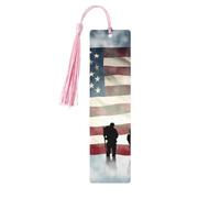 Marque-page en bois - Marque-page drapeau américain pour la Journée des anciens combattants avec pompons - Marque-page vintage créatif en bois pour les amoureux des livres - Marque-pages de lecture fa