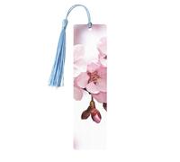 Marque-page en bois - Marque-page Fleur de cerisier avec pompons - Marque-page vintage créatif en bois pour les amoureux des livres - Marque-pages de lecture faits main - Idée cadeau de Noël pour homm