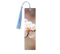 Marque-page en bois - Marque-page Fleur de cerisier avec pompons - Marque-page vintage créatif en bois pour les amoureux des livres - Marque-pages de lecture faits main - Idée cadeau de Noël pour homm