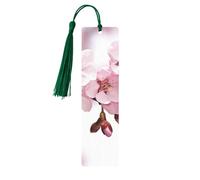 Marque-page en bois - Marque-page Fleur de cerisier avec pompons - Marque-page vintage créatif en bois pour les amoureux des livres - Marque-pages de lecture faits main - Idée cadeau de Noël pour homm