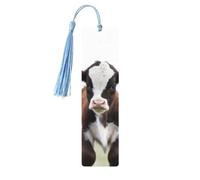 Marque-page en bois - Marque-page vache à pompons, marque-page vintage créatif en bois pour les amoureux des livres, fait main, cadeau de Noël pour hommes et femmes