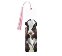 Marque-page en bois - Marque-page vache à pompons, marque-page vintage créatif en bois pour les amoureux des livres, fait main, cadeau de Noël pour hommes et femmes