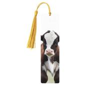 Marque-page en bois - Marque-page vache à pompons, marque-page vintage créatif en bois pour les amoureux des livres, fait main, cadeau de Noël pour hommes et femmes