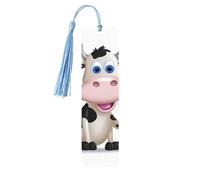 Marque-page en bois - Marque-page vache laitière avec pompons - Marque-page vintage créatif en bois pour les amoureux des livres - Cadeau de Noël pour hommes et femmes