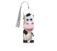 Marque-page en bois - Marque-page vache laitière avec pompons - Marque-page vintage créatif en bois pour les amoureux des livres - Cadeau de Noël pour hommes et femmes