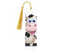 Marque-page en bois - Marque-page vache laitière avec pompons - Marque-page vintage créatif en bois pour les amoureux des livres - Cadeau de Noël pour hommes et femmes