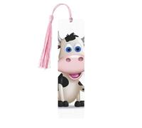 Marque-page en bois - Marque-page vache laitière avec pompons - Marque-page vintage créatif en bois pour les amoureux des livres - Cadeau de Noël pour hommes et femmes