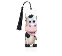 Marque-page en bois - Marque-page vache laitière avec pompons - Marque-page vintage créatif en bois pour les amoureux des livres - Cadeau de Noël pour hommes et femmes