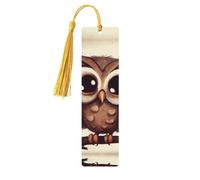 Marque-page en bois mignon en forme de hibou pour homme et femme - Marque-page personnalisé avec pompon - Pour les amateurs de livres, cadeau d'anniversaire, étudiants, enseignants