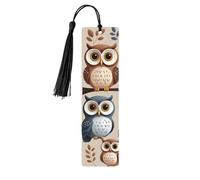 Marque-page en bois mignon pour homme et femme, marque-page personnalisé avec imprimé hiboux mignons et pompons pour les amateurs de livres