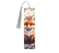 Marque-page en bois mignon pour homme et femme, marque-page personnalisé avec imprimé renard et fleur pour les amateurs de livres