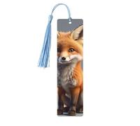 Marque-page en bois mignon pour homme et femme, marque-page personnalisé avec imprimé renard et pompons pour les amateurs de livres