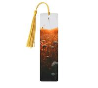 Marque-page en bois motif fleurs au coucher du soleil pour hommes, femmes, enseignants, cadeau vintage fait à la main, marque-pages pour lecture, étiquettes cadeaux à suspendre, marque-pages en bois