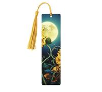 Marque-page en bois motif tournesol clair de lune pour hommes, femmes, enseignants, cadeau vintage fait à la main, marque-pages pour lecture, marque-pages à suspendre, étiquettes cadeaux, ornements en