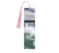 Marque-page en bois Niagara Falls à suspendre avec pompons colorés - Cadeau insolite pour les amateurs de livres, hommes et femmes
