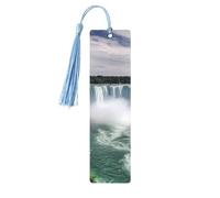 Marque-page en bois Niagara Falls à suspendre avec pompons colorés - Cadeau insolite pour les amateurs de livres, hommes et femmes