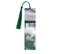 Marque-page en bois Niagara Falls à suspendre avec pompons colorés - Cadeau insolite pour les amateurs de livres, hommes et femmes
