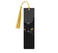 Marque-page en bois noir avec yeux de chat pour hommes, femmes, enseignants, cadeau vintage fait à la main, marque-pages pour lecture, marque-pages à suspendre, étiquettes cadeaux, marque-pages en