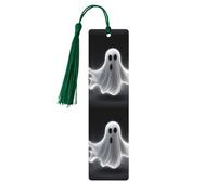 Marque-page en bois noir et fantôme d'Halloween pour les amateurs de livres, marque-page à faire soi-même avec pompons colorés en bois, étiquettes cadeaux rectangulaires, cadeau inhabituel pour homme