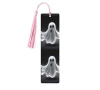 Marque-page en bois noir et fantôme d'Halloween pour les amateurs de livres, marque-page à faire soi-même avec pompons colorés en bois, étiquettes cadeaux rectangulaires, cadeau inhabituel pour homme