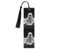 Marque-page en bois noir et fantôme d'Halloween pour les amateurs de livres, marque-page à faire soi-même avec pompons colorés en bois, étiquettes cadeaux rectangulaires, cadeau inhabituel pour homme