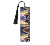 Marque-page en bois noir - Marque-page double face à couper le souffle sur la plage de la Jamaïque pleine impression gland pour livres, journaux, cahiers