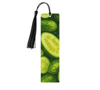 Marque-page en bois personnalisé avec concombre frais et pompon, double face