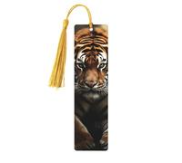 Marque-page en bois pour homme et femme avec pendentif en forme d'animaux sauvages - Marque-page personnalisé avec pompon - Cadeau d'anniversaire pour les étudiants, les enseignants
