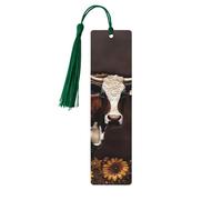 Marque-page en bois pour homme et femme en cuir marron - Marque-page unique fait à la main avec pompon - Marque-page artisanal pour les amateurs de livres, cadeau d'anniversaire, enseignants
