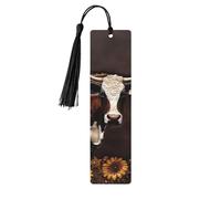 Marque-page en bois pour homme et femme en cuir marron - Marque-page unique fait à la main avec pompon - Marque-page artisanal pour les amateurs de livres, cadeau d'anniversaire, enseignants
