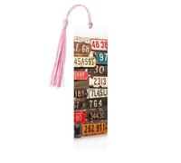 Marque-page en bois pour homme et femme - Fait à la main - Ornements avec pompons - Marque-page vintage en bois - Plaque d'immatriculation en bois à suspendre - Marqueurs de page de lecture pour les
