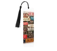Marque-page en bois pour homme et femme - Fait à la main - Ornements avec pompons - Marque-page vintage en bois - Plaque d'immatriculation en bois à suspendre - Marqueurs de page de lecture pour les