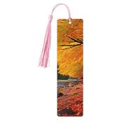 Marque-page en bois pour homme et femme - Marque-page personnalisé avec pampille - Couleurs d'automne - Cadeau d'anniversaire pour les étudiants, les enseignants