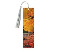 Marque-page en bois pour homme et femme - Marque-page personnalisé avec pampille - Couleurs d'automne - Cadeau d'anniversaire pour les étudiants, les enseignants