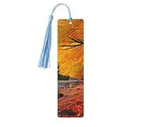 Marque-page en bois pour homme et femme - Marque-page personnalisé avec pampille - Couleurs d'automne - Cadeau d'anniversaire pour les étudiants, les enseignants