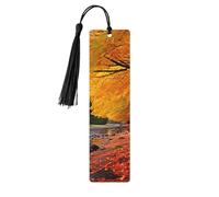 Marque-page en bois pour homme et femme - Marque-page personnalisé avec pampille - Couleurs d'automne - Cadeau d'anniversaire pour les étudiants, les enseignants