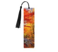Marque-page en bois pour homme et femme - Marque-page personnalisé avec pampille - Feuillage d'automne - Cadeau d'anniversaire pour les étudiants, les enseignants