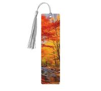 Marque-page en bois pour homme et femme - Marque-page personnalisé avec pampille - Feuillage d'automne - Cadeau d'anniversaire pour les étudiants, les enseignants