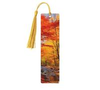 Marque-page en bois pour homme et femme - Marque-page personnalisé avec pampille - Feuillage d'automne - Cadeau d'anniversaire pour les étudiants, les enseignants