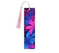 Marque-page en bois pour homme et femme - Marque-page personnalisé avec pendentif en forme de pompon - Fond bleu et rose - Cadeau d'anniversaire pour les amateurs de livres, les étudiants, les