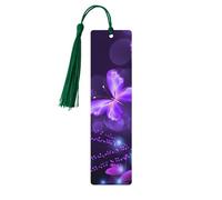Marque-page en bois pour homme et femme - Marque-page personnalisé avec pompon - Joli marque-page violet pour les amateurs de livres, cadeau d'anniversaire, étudiants, enseignants