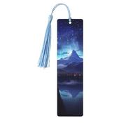 Marque-page en bois pour homme et femme - Marque-page personnalisé avec pompon - Scène de nuit fantastique pour les amateurs de livres, cadeau d'anniversaire, étudiants, enseignants