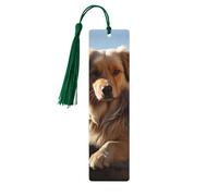 Marque-page en bois pour homme et femme - Motif chats et chiens - Marque-page unique fait à la main avec pompon - Marque-page artisanal pour les amateurs de livres, cadeau d'anniversaire, enseignants