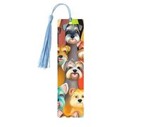 Marque-page en bois pour homme et femme - Motif schnauzer mignon - Marque-page unique fait à la main avec pompon - Marque-page artisanal pour les amateurs de livres, les anniversaires, les enseignants
